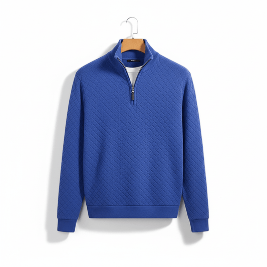 Light Blue Men's Sweater with Quarter Zip